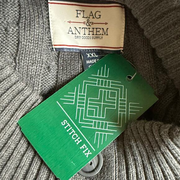 Flag & Anthem Hurlock Grey Cotton Cable Knit Sweater NEW XXL - Picture 3 of 5